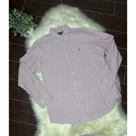 Ralph Lauren cranberry and brown stripped button down longsleeved sz XL - Picture 1 of 5